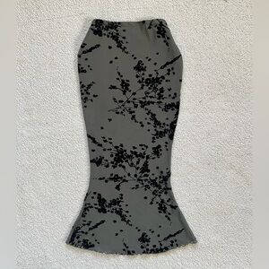 Black Floral-Print Pencil Skirt
